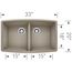 Performa SILGRANIT 33" 50/50 Double Bowl Undermount Kitchen Sink - Truffle, 441290