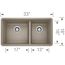 Precis SILGRANIT 33" 60/40 Double Bowl Undermount Kitchen Sink - Truffle, 441296