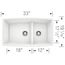 Performa SILGRANIT 33" 60/40 Double Bowl Undermount Kitchen Sink with Low Divide - White, 441310