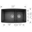 Performa SILGRANIT 33" 60/40 Double Bowl Undermount Kitchen Sink with Low Divide - Anthracite, 441312