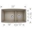 Performa SILGRANIT 33" 60/40 Double Bowl Undermount Kitchen Sink with Low Divide - Truffle, 441315
