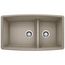 Performa SILGRANIT 33" 60/40 Double Bowl Undermount Kitchen Sink with Low Divide - Truffle, 441315