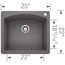 Diamond SILGRANIT 25" Single Bowl Dual Mount Kitchen Sink - Cinder, 441463