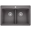 Diamond SILGRANIT 33" 50/50 Double Bowl Dual Mount Kitchen Sink - Cinder, 441466