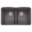 Diamond SILGRANIT 32" 50/50 Double Bowl Undermount Kitchen Sink - Cinder, 441470
