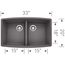 Performa SILGRANIT 33" 50/50 Double Bowl Undermount Kitchen Sink - Cinder, 441473