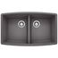 Performa SILGRANIT 33" 50/50 Double Bowl Undermount Kitchen Sink - Cinder, 441473