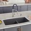 Performa SILGRANIT 33" 60/40 Double Bowl Undermount Kitchen Sink with Low Divide - Cinder, 441474