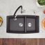 Performa SILGRANIT 33" 60/40 Double Bowl Undermount Kitchen Sink with Low Divide - Cinder, 441474
