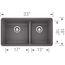 Precis SILGRANIT 33" 60/40 Double Bowl Undermount Kitchen Sink - Cinder, 441479