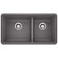 Precis SILGRANIT 33" 60/40 Double Bowl Undermount Kitchen Sink - Cinder, 441479