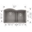 Diamond SILGRANIT 32" 60/40 Double Bowl Undermount Kitchen Sink with Low Divide - Metallic Gray, 441592
