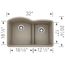Diamond SILGRANIT 32" 60/40 Double Bowl Undermount Kitchen Sink with Low Divide - Truffle, 441596