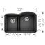 Diamond SILGRANIT 32" 40/60 Reverse Double Bowl Undermount Kitchen Sink with Low Divide - Anthracite, 441598