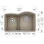 Diamond SILGRANIT 32" 40/60 Reverse Double Bowl Undermount Kitchen Sink with Low Divide - Truffle, 441608