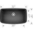 Valea SILGRANIT 32" Super Single Undermount Kitchen Sink - Anthracite, 441610