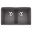 Diamond SILGRANIT 32" 50/50 Double Bowl Undermount Kitchen Sink with Low Divide - Cinder, 442071