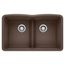 Diamond 32" x 19-3/8" Equal Double Kitchen Sink w/ Low Divide (Cafe Brown)