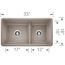 Precis SILGRANIT 33" 60/40 Reversible Double Bowl Undermount Kitchen Sink with Low Divide - Truffle, 442522