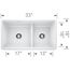 Precis SILGRANIT 33" 60/40 Reversible Double Bowl Undermount Kitchen Sink with Low Divide - White, 442524
