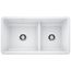 Precis SILGRANIT 33" 60/40 Reversible Double Bowl Undermount Kitchen Sink with Low Divide - White, 442524