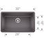 Precis SILGRANIT 30" Single Bowl Undermount Kitchen Sink - Cinder, 442530