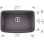 Valea SILGRANIT 27" Single Bowl Undermount Kitchen Sink - Cinder, 442548