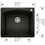Diamond SILGRANIT 25" Single Bowl Dual Mount Kitchen Sink - Coal Black, 442905