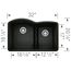 Diamond SILGRANIT 32" 60/40 Double Bowl Undermount Kitchen Sink with Low Divide - Coal Black, 442910