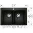 Diamond SILGRANIT 33" 50/50 Double Bowl Dual Mount Kitchen Sink - Coal Black, 442912