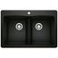 Diamond SILGRANIT 33" 50/50 Double Bowl Dual Mount Kitchen Sink - Coal Black, 442912