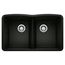 Diamond SILGRANIT 32" 50/50 Double Bowl Undermount Kitchen Sink - Coal Black, 442913