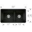 Precis SILGRANIT 33" 60/40 Reversible Double Bowl Undermount Kitchen Sink with Low Divide - Coal Black, 442925