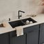 Precis SILGRANIT 33" 60/40 Double Bowl Undermount Kitchen Sink - Coal Black, 442926