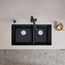 Precis SILGRANIT 33" 60/40 Double Bowl Undermount Kitchen Sink - Coal Black, 442926