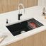 Precis Cascade SILGRANIT 29" Single Bowl Undermount Kitchen Sink with Colander - Coal Black, 442934