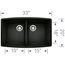 Performa SILGRANIT 33" 50/50 Double Bowl Undermount Kitchen Sink - Coal Black, 442937