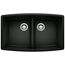 Performa SILGRANIT 33" 50/50 Double Bowl Undermount Kitchen Sink - Coal Black, 442937