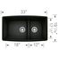 Performa SILGRANIT 33" 60/40 Double Bowl Undermount Kitchen Sink with Low Divide - Coal Black, 442939