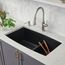 Performa SILGRANIT 33" 60/40 Double Bowl Undermount Kitchen Sink with Low Divide - Coal Black, 442939