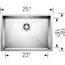 Quatrus R0 25" Single Bowl Undermount ADA Stainless Steel Kitchen Sink, 443047