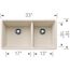 Precis SILGRANIT 33" 60/40 Double Bowl Undermount Kitchen Sink - Soft White, 443081