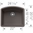 Diamond SILGRANIT 24" Single Bowl Undermount Kitchen Sink - Volcano Gray, 443098
