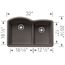 Diamond SILGRANIT 32" 60/40 Double Bowl Undermount Kitchen Sink with Low Divide - Volcano Gray, 443102