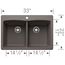 Diamond SILGRANIT 33" 50/50 Double Bowl Dual Mount Kitchen Sink - Volcano Gray, 443104