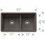 Precis SILGRANIT 33" 60/40 Reversible Double Bowl Undermount Kitchen Sink with Low Divide - Volcano Gray, 443117