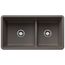 Precis SILGRANIT 33" 60/40 Reversible Double Bowl Undermount Kitchen Sink with Low Divide - Volcano Gray, 443117