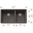 Precis SILGRANIT 33" 60/40 Double Bowl Undermount Kitchen Sink - Volcano Gray, 443118