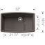 Performa Cascade SILGRANIT 32" Single Bowl Undermount Kitchen Sink with Colander - Volcano Gray, 443122