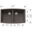 Performa SILGRANIT 33" 50/50 Double Bowl Undermount Kitchen Sink - Volcano Gray, 443123